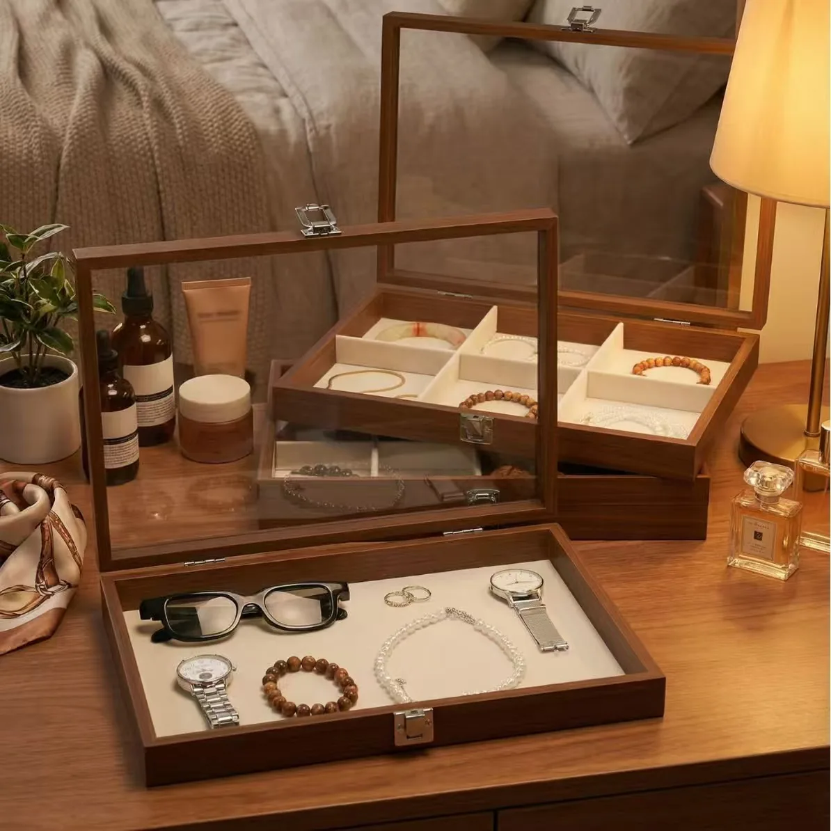 Glass-top jewelry display boxes